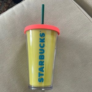 Neon Yellow Starbucks Colorblock cup 16 oz